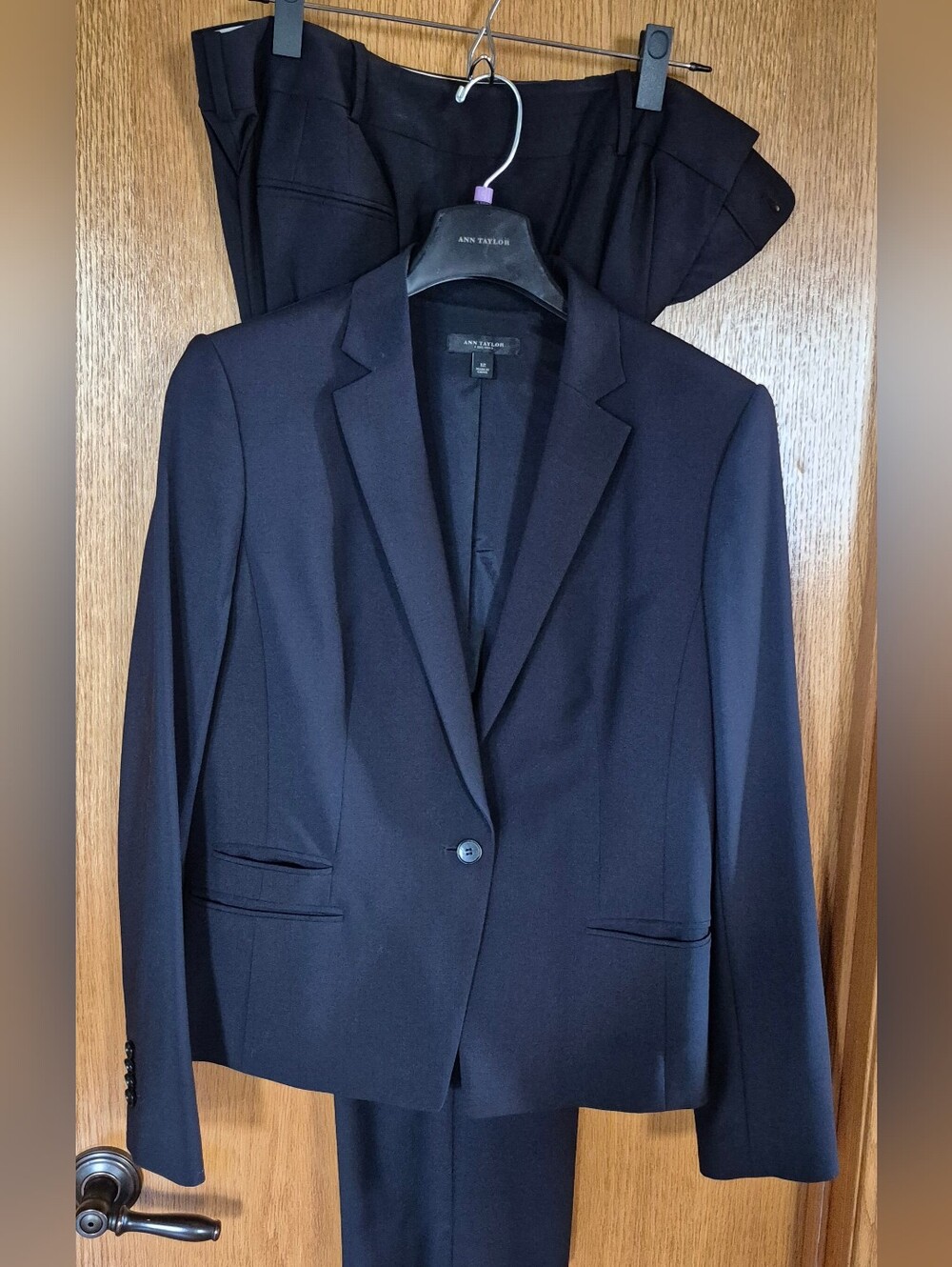 Ann Taylor Classic Womens Size 12 Jacket, Size 12P Pants Dark Navy Fully-lined